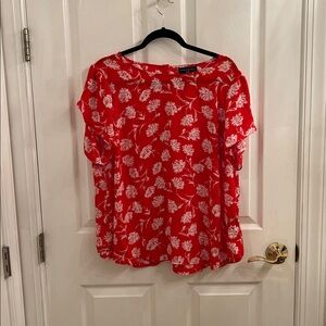 Premise Red and White Floral Blouse